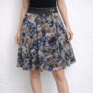 Vintage goth Floral Print Women's Skirt skulls punk steampunk shabby chic 28